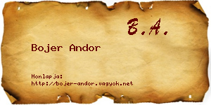 Bojer Andor névjegykártya